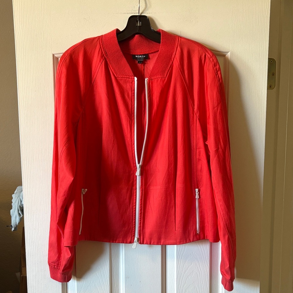 Worth New York EUC Red Orange Lightweight Jacket size L